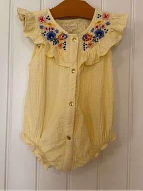 🍋 Louise Misha Jade Romper Lemon Organic Cotton Gauze (12M)